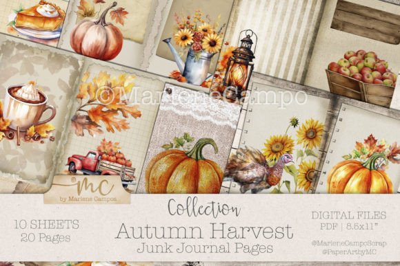 Download Autumn Harvest Junk Journal Pages - Harvest junk journal Collection