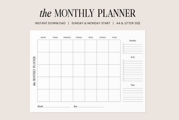 Download Undated Monthly Planner Template - Planner template Collection