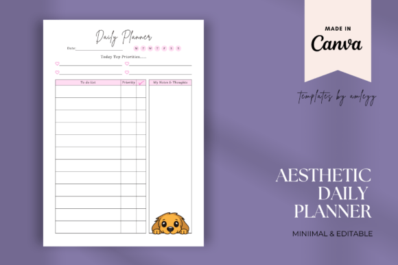 Download Aesthetic Daily Planner Template Canva - Planner template Collection
