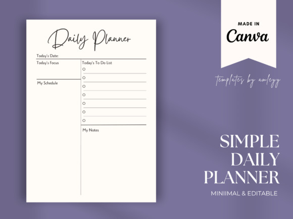 Download Simple Daily Planner Template Canva - Planner template Collection
