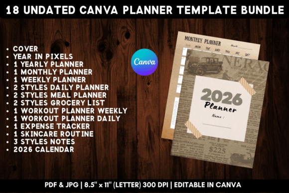 Download Printable Canva Planner Template Bundle - Planner template Collection