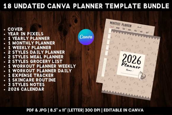 Download Printable Canva Planner Template Bundle - Planner template Collection