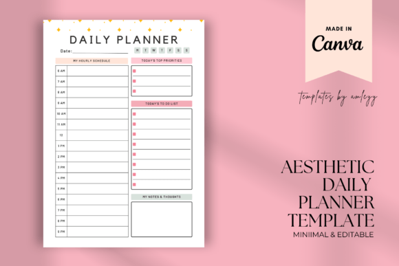 Download Aesthetic Daily Planner Template | Canva - Planner template Collection