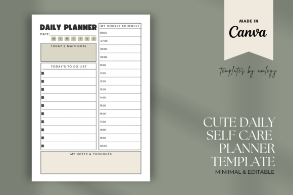 Download Free Simple Daily Planner Template Canva - Planner template Collection