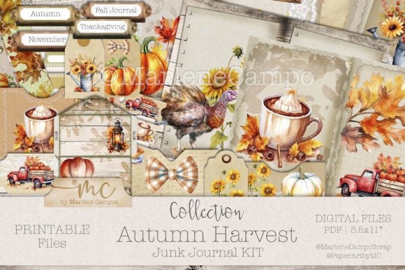 Download Autumn Harvest Junk Journal KIT - Harvest junk journal Collection