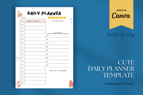 Download Cute Daily Planner Template Canva - Planner template Collection