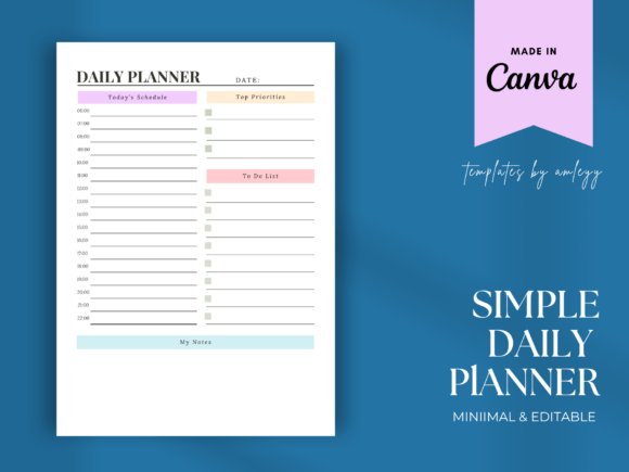 Download Simple Daily Planner Template – Editable - Planner template Collection