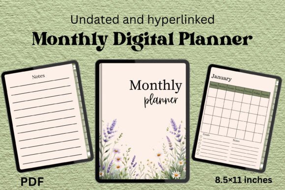 Download Undated Monthly Digital Planner PDF - Digital planner Collection