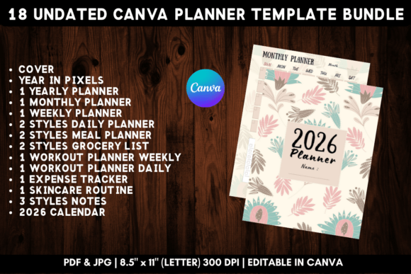 Download Printable Canva Planner Template Bundle - Planner template Collection