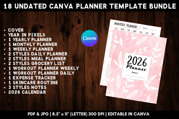 Download Printable Canva Planner Template Bundle - Planner template Collection
