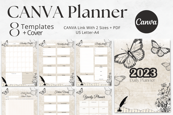 Download Editable Vintage CANVA Planner Template - Planner template Collection
