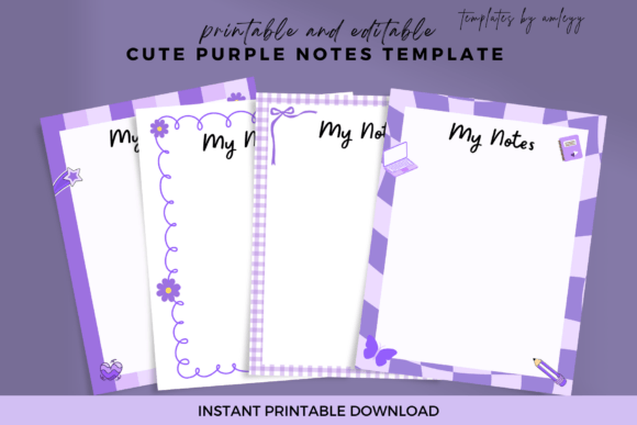 Download Cute Purple Notes Planner Template - Planner template Collection