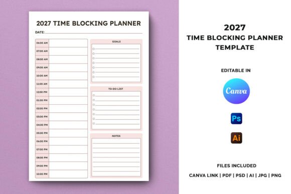 Download 2027 Time Blocking Planner Template - Planner template Collection