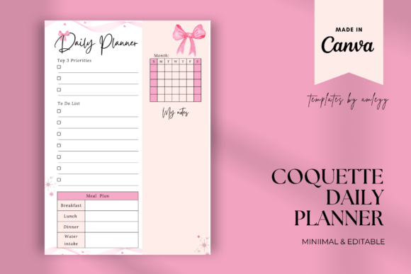 Download Coquette Daily Planner Template – Canva - Planner template Collection
