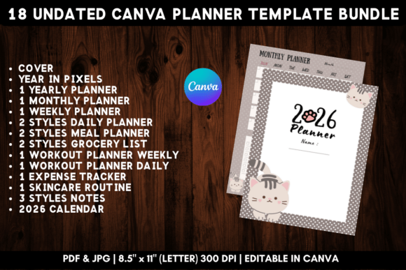 Download Printable Canva Planner Template Bundle - Planner template Collection